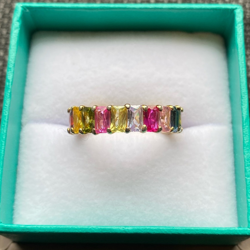 Stunning multi color crystal ring size 7